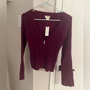 Anthropologie - Maeve Zip-Front Cardigan Sweater in Purple